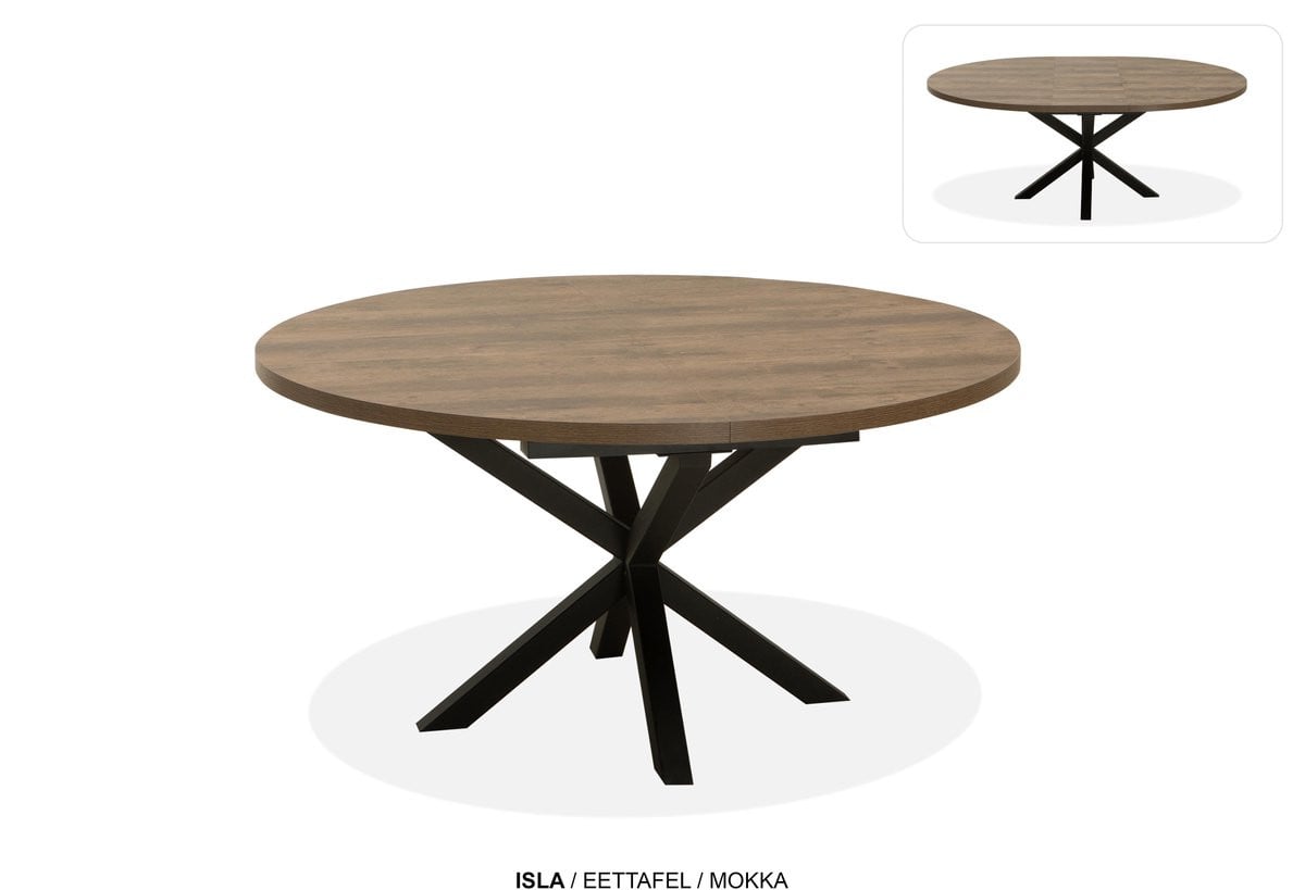 Maxfurn Ronde uitschuifbare tafel met blad, Mokka