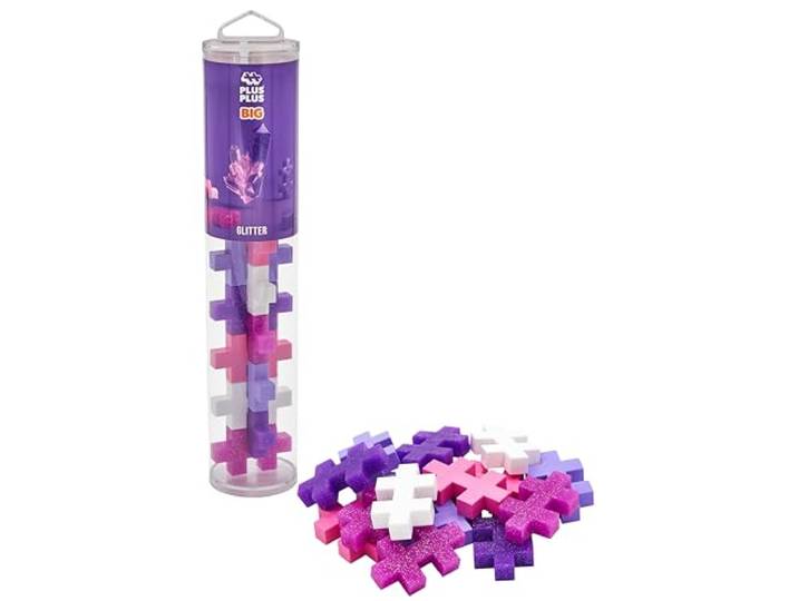 PLUS PLUS - Tube met 15 stuks BIG in glitterkleuren – bouwspel – PP3432