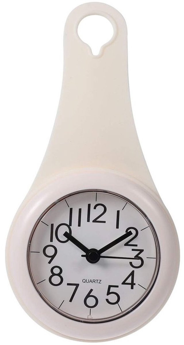 Wit Analoge Wandklok met Zuignap voor Badkamer en Keuken - Diameter: 22 cm