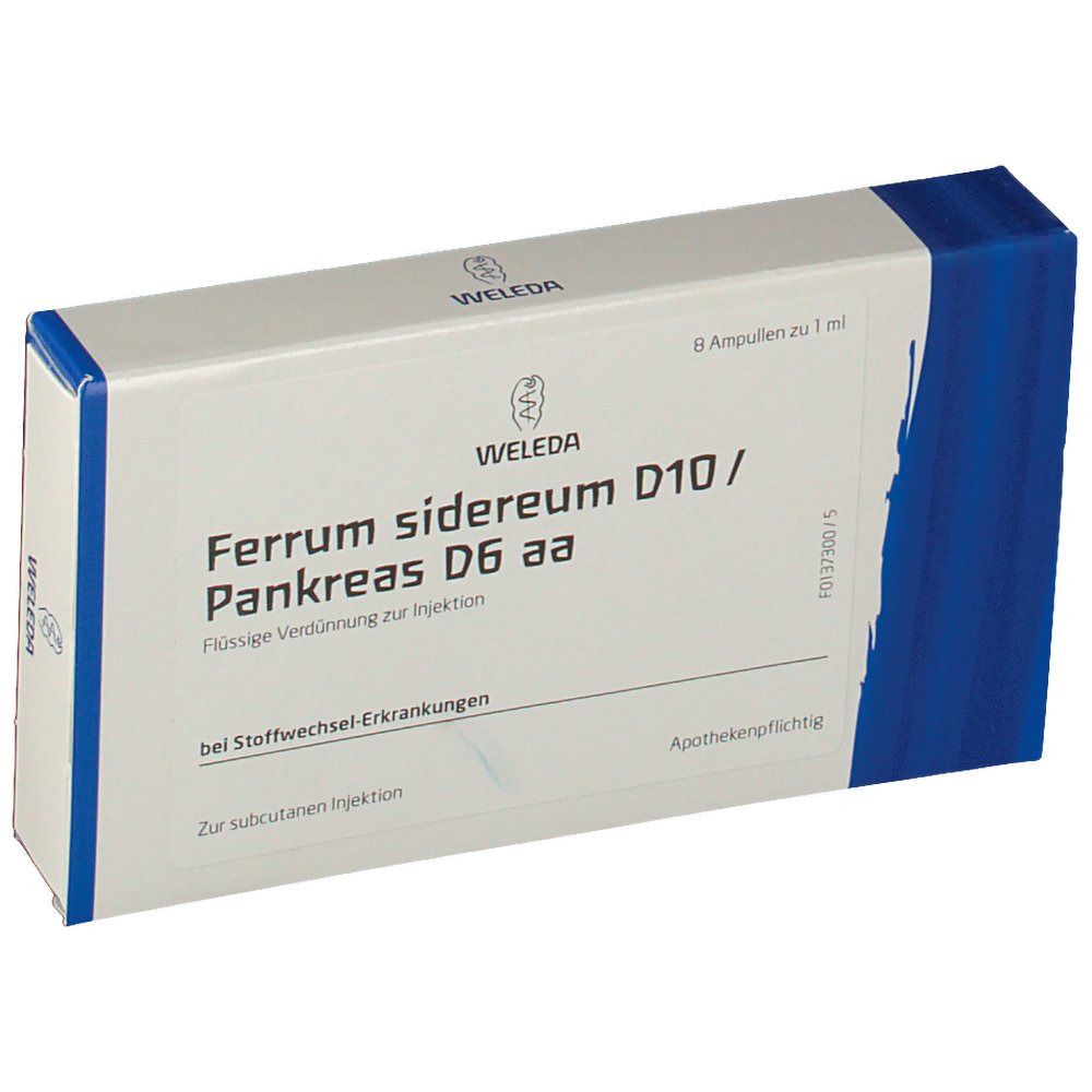 Ferrum Sidereum D 10/Pankreas 6 aa Ampullen 8x1 ml