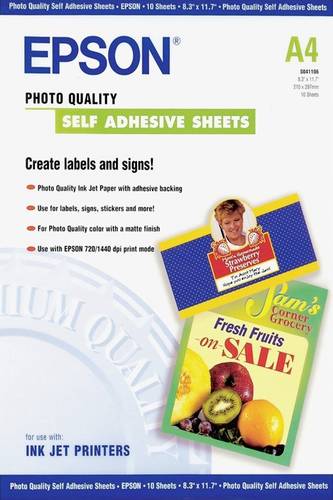 Epson Photo Quality Self Adhesive Sheets A4 C13S041106 Fotopapier DIN A4 167 g/m² 10 Blatt Selbstklebend