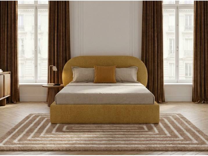 Lit coffre SELIN tissu bouclette 160x200