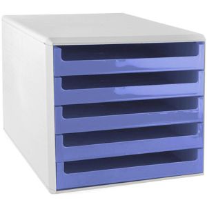 Böttcher-AG Schubladenbox A4, Recycling-Kunststoff, 5 Fächer, offen, azzurra / hellgrau