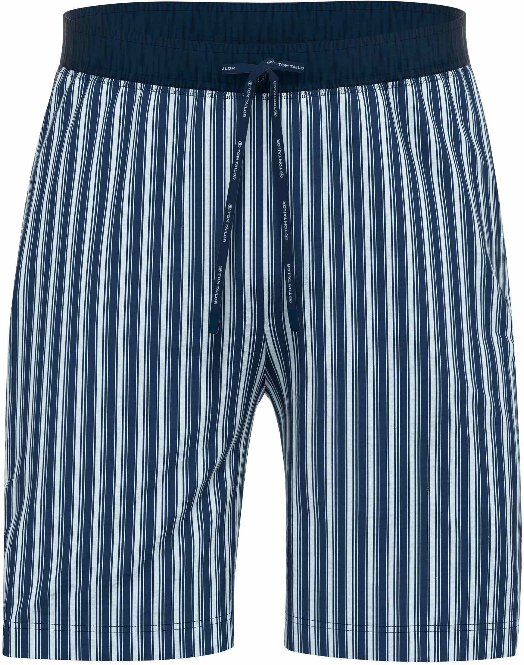 Bermudas TOM TAILOR "Kilkenny", Herren, Gr. 48S, N-Gr, blau, Single Jersey, Obermaterial: 100% Baumwolle, bequem kniefrei, Hosen Bermudas, Bindeband, Seitentaschen, locker, bequem, atmungsaktiv, elastisch