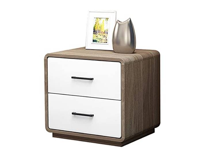 YCCHAH Bett mit Stauraum Quadratischer schwarzer Nachttisch mit 2 Schubladen Schließfach Wohnzimmer Schlafzimmermöbel Industrie Sofa Beistelltisch Desktop(C)