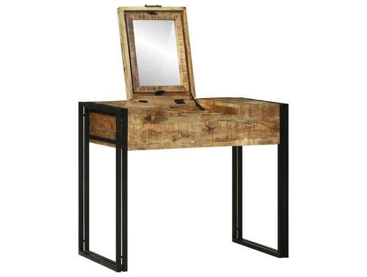 Coiffeuse en bois de manguier - - Marron - 90x50x75 cm - Bois de manguier massif - Rangement intégré