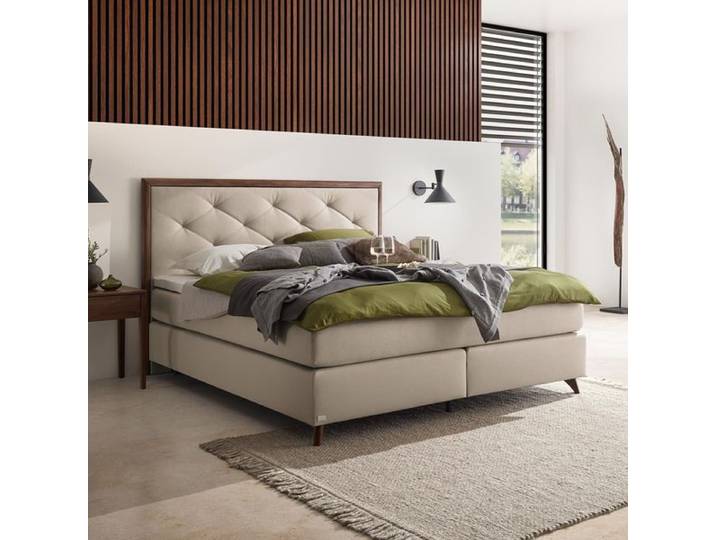 Boxspringbett Snella Kunstleder 180x200cm TTF-Box Härtegrad: H2 Sand klassischer Stil