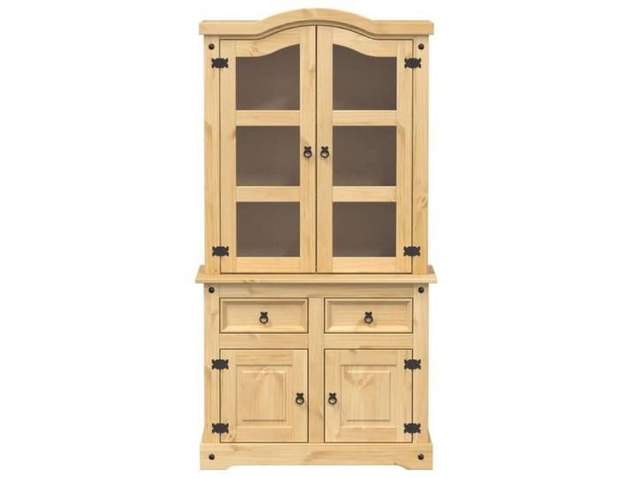 Vitrine - MOTHINESSTO - Corona - Bois massif de pin - 2 portes - 100x48 5x179 cm
