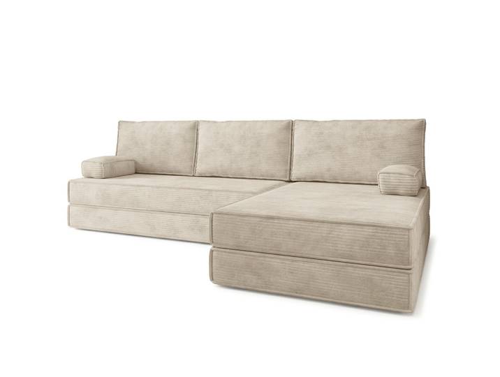 ECKSOFA ANKO modulares Boneless Sofa mit Schlaffunktion Creme Kordstoff