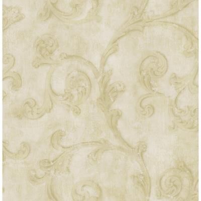 Seabrook Designs Angelina Scroll Trail Unpasted Wallpaper