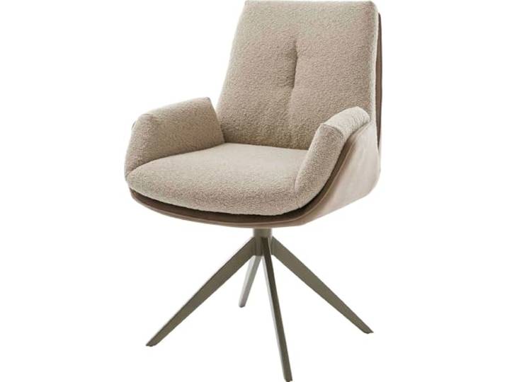 Esszimmerstuhl Clea-Flex Kreuzgestell breit Effektfinish Titan Materialmix Schlamm 360° drehbar
