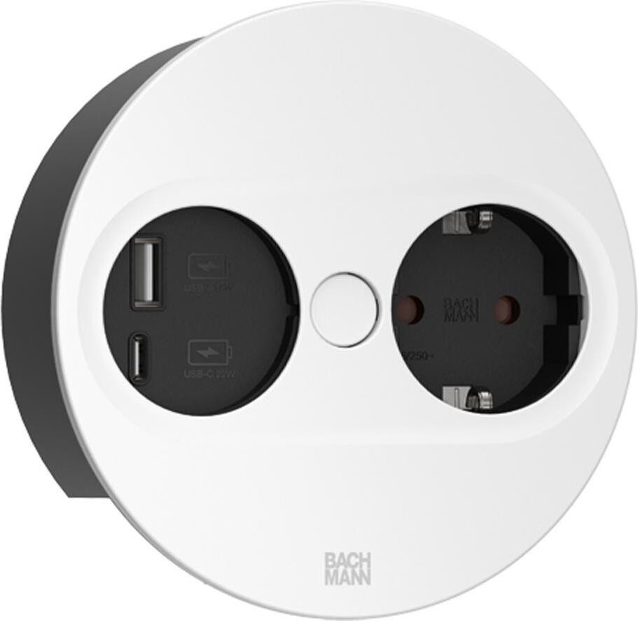 Bachmann Inbouwstopcontact TWIST 2, rond, 2-voudig, met USB-oplaadpoort