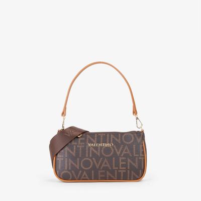 Schultertasche VALENTINO BAGS "REGINA RE", Damen, Gr. B/H/T: 24cm x 13,5cm x 4,5cm, braun (dunkelbraun), Lederimitat, Taschen Schultertasche, Damen Umhängetasche in edler Verarbeitung