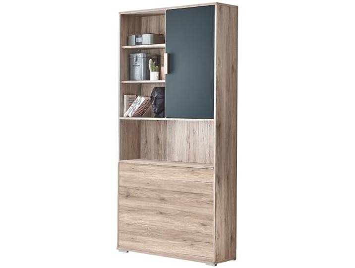 Lomadox Kinderzimmer Jugendzimmer Bettkastenelement Regal Schrank in Eiche mit Graphit