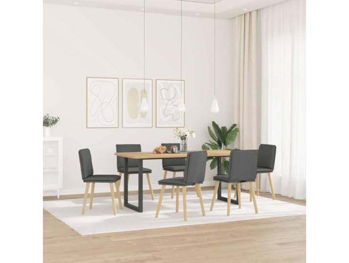 HEFZGDB Esszimmerstühle 6 STK. Dunkelgrau Stoff, Elegante Esszimmerstühle mit Metall-Holz-Gestell und Atmungsaktiver Bezug für Wohnzimmer und Gästezimmer, Bequeme Polsterung,