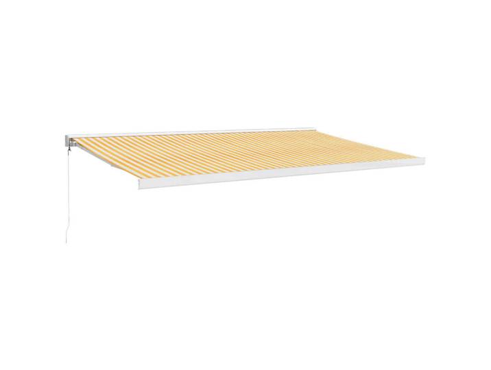 vidaXL Markise Einziehbar Gelb Und Weiss 5/3 M Stoff Und Aluminium, Mehrfarbig, 300x500 cm, Sonnenschutz
