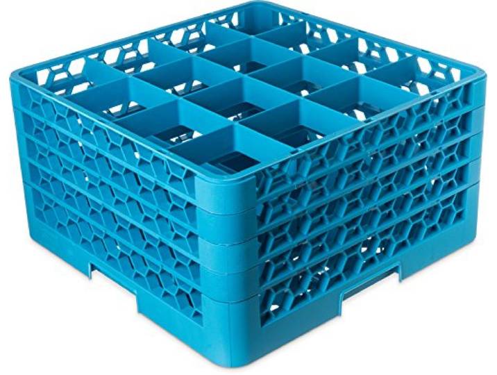 Carlisle FoodService Products RG16-414 Glasregal mit 16 Fächern und 4 Verlängerungen, Polypropylen, Carlisle Blau