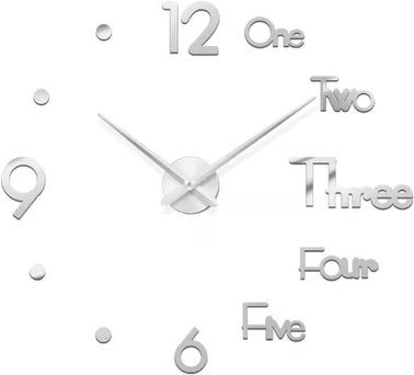 Inspire Picks 3D DIY Frameless Wall Clock Luminous Silent Modern Wall Decor Stickers 016 Silver 3d 51 Inch(130cm)