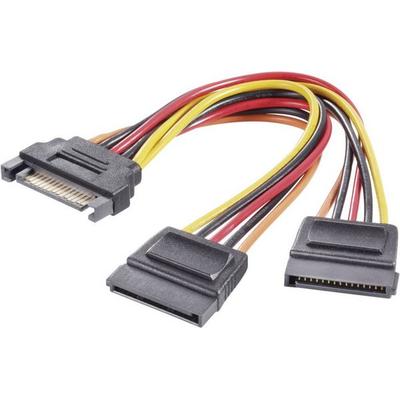 Renkforce Strom Y-Adapter [1x SATA-Strom-Stecker 15pol. - 2x SATA-Strom-Buchse 15pol.] 0.15 m Schwarz, Rot, Gelb