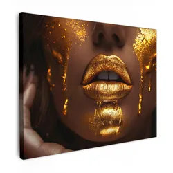 LEINWANDBILD Frau - Gold - Luxus - Porträt Wandbild 40x30 cm