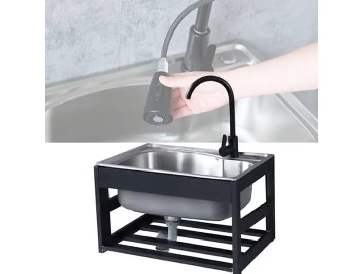 EMENAR Kommerzielle Handwaschstation, Spülbecken, Wandmontage-Edelstahl-Handwaschbecken/Barspülbecken Mit Wasserhahn Und Rohr, Für Die Küche Zu Hause Im Restaurant (Size : 58X43cm(22.8x16.9in))