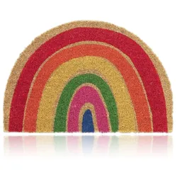 Relaxdays Kokos Fußmatte Regenbogen Blau,Grün,Rot