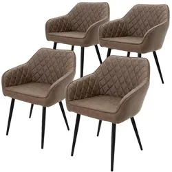 ML-Design Esszimmerstuhl 4er Set Braun, Kunstleder, Metallbeine, ergonomisch gepolstert für Esszimmer & Küche
