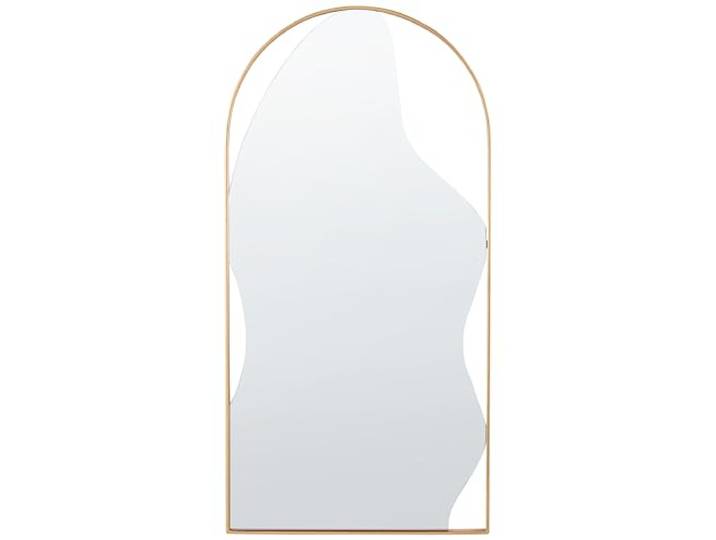 Beliani Wandspiegel mit dünnem Rahmen Metall Gold halbrund unförmig 81x41 cm Colombier