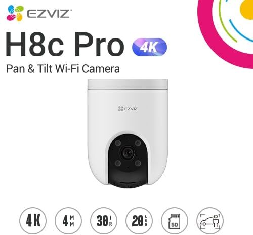 EZVIZ CS-H8C PRO (4K).Telecamera Wi-Fi panoramica,inclinabile,audio bidirezionale,rilevamento umano