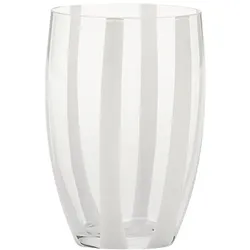 Zafferano Gessato 6er-Set Trinkgläser aus klarem mundgeblasenem Glas mit vertikalen Bändern aus weißer Paste - elegantes handwerkliches Design für den Tisch