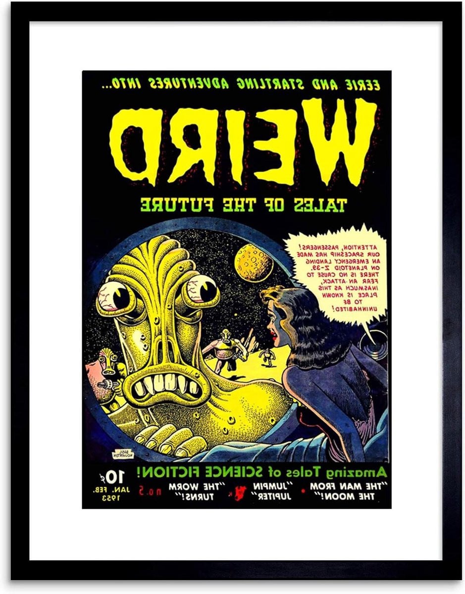 Ingelijste kunstprint wanddecoratie poster zwart - 25 x 20 cm