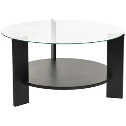 COUCHTISCH mit 2 Platten, davon eine aus gehärtetem Glas 75/75/40 cm