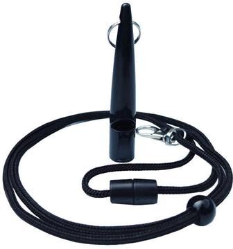 Everyday Crate Quiet Command Ultrasonic Dog Training Whistle With Lanyard For Obedience & Recall black