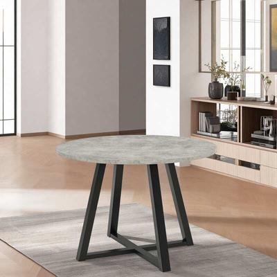 ZWYO HOSIMU "45"" Contemporary Round Dining Table, Melamine MDF Top with Solid Rubberwood Trestle Base for 4"