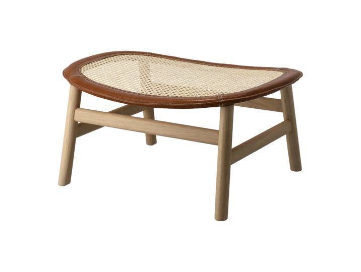 Gärsnäs Dandy Fußhocker Eiche-Natur-Tärnsjö Leder Cognac