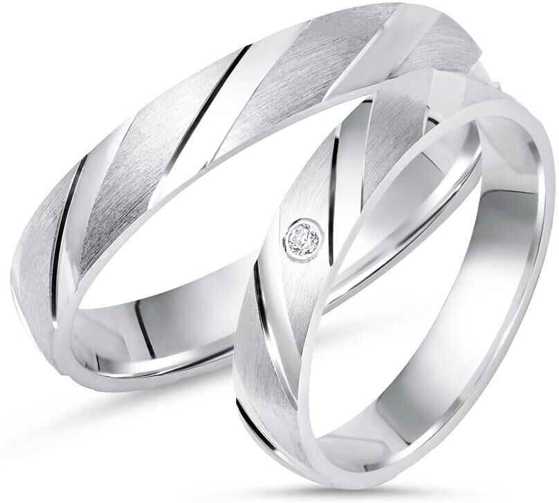 Unique Eheringe Silber Trauringe 925 Gravur Zirkonia silber