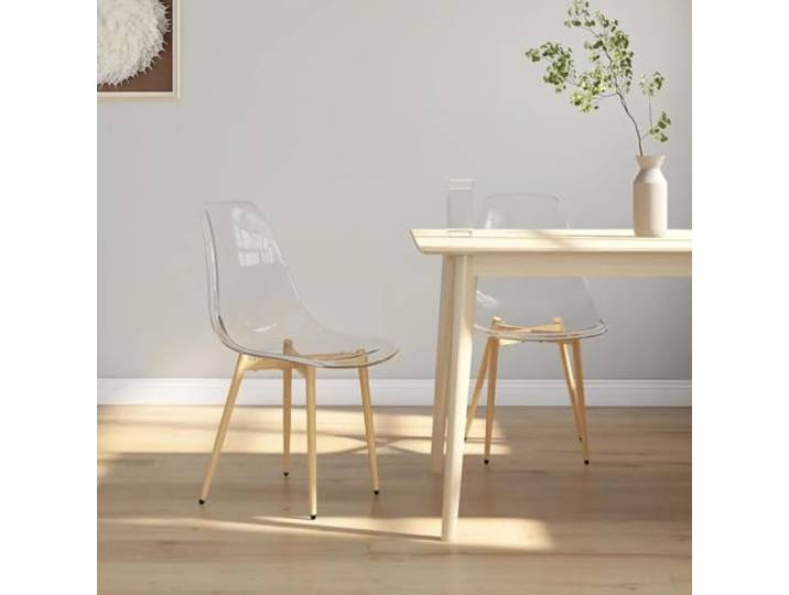 2 Transparent PET Esszimmerstühle mit Metallbeinen für Küche und Esszimmer Transparentes Design, robuste Metallbeine, ergonomische Form, kratzfeste Bodenschoner, pflegeleichtes PET