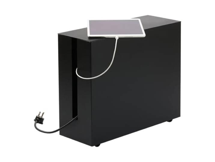 YAMAZAKI Tower Kabelbox mit Rollen, schwarz