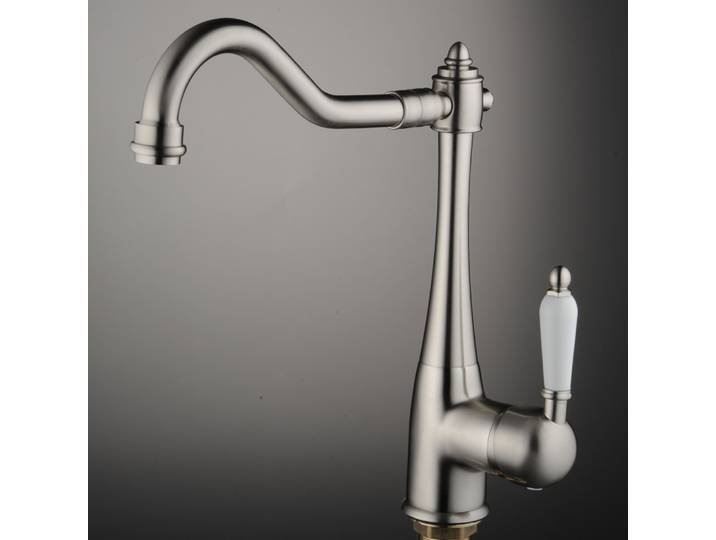 BECOLA robinet de cuisine en nickel brossé, mitigeur d'évier pivotant, robinet d'eau chaude et froide en laiton G-8054