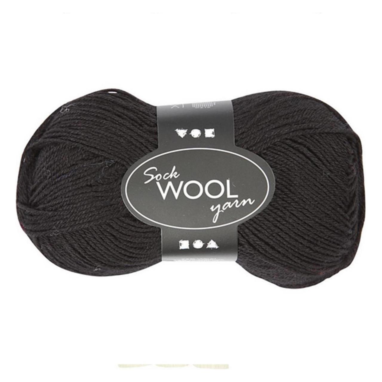 Creativ Company Wolle 50 g für Socken, Schwarz (200 m) (41315)