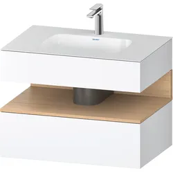 Duravit Collection One Einbauwaschtisch mit Konsolenwaschtischunterbau, 800x550x600mm, Nische Eiche Natur, QA4785030180010, Farbe: Weiß Matt/mit Nischenbeleuchtung