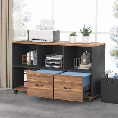 BLUEBELL "47"" Wheeled Lateral File Cabinet, Mobile Printer Stand with 2 Drawers & Open Storage for Home Office"