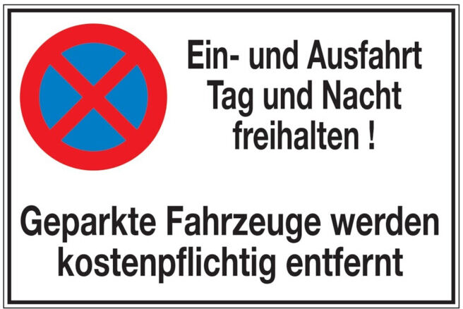 SafetyMarking Panneau interdiction de stationner Alu L600xH400 mm Garder entrée et sortie libre ; wolk (11.5233)