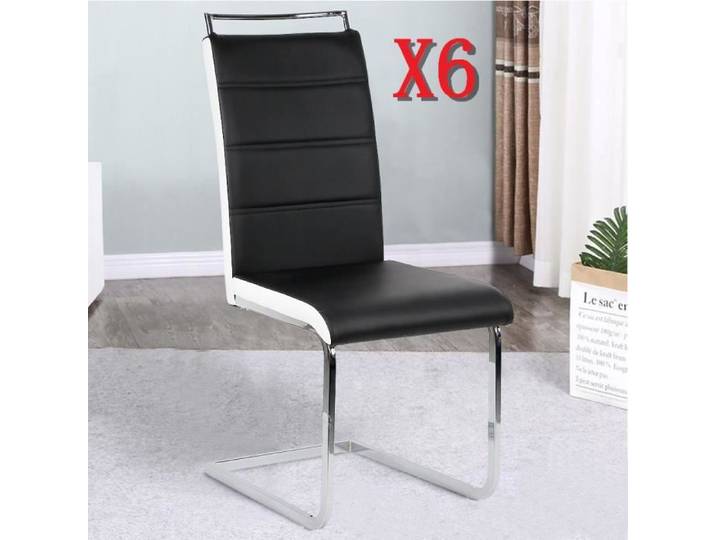 6X Chaise CUISINE Cantilever Chaise de Salle à Manger avec Assise rembourrée et piètement chromé