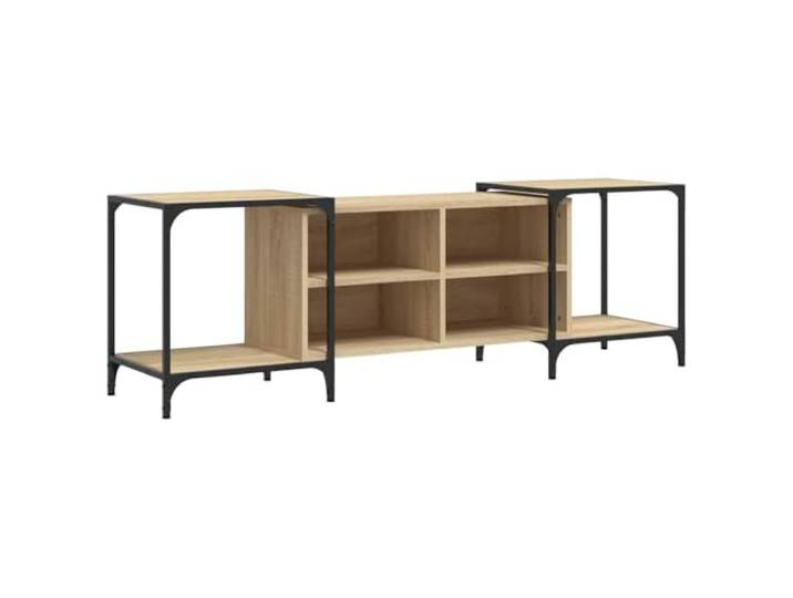 KUPTYERFG TV Lowboard Sonoma-Eiche 89-153 cm Verstellbarer TV-Schrank Ausziehbares Lowboard mit Metallrahmen und Ablagen für Fernseher im Wohnzimmer. Variables Design mit Bodenschonern.