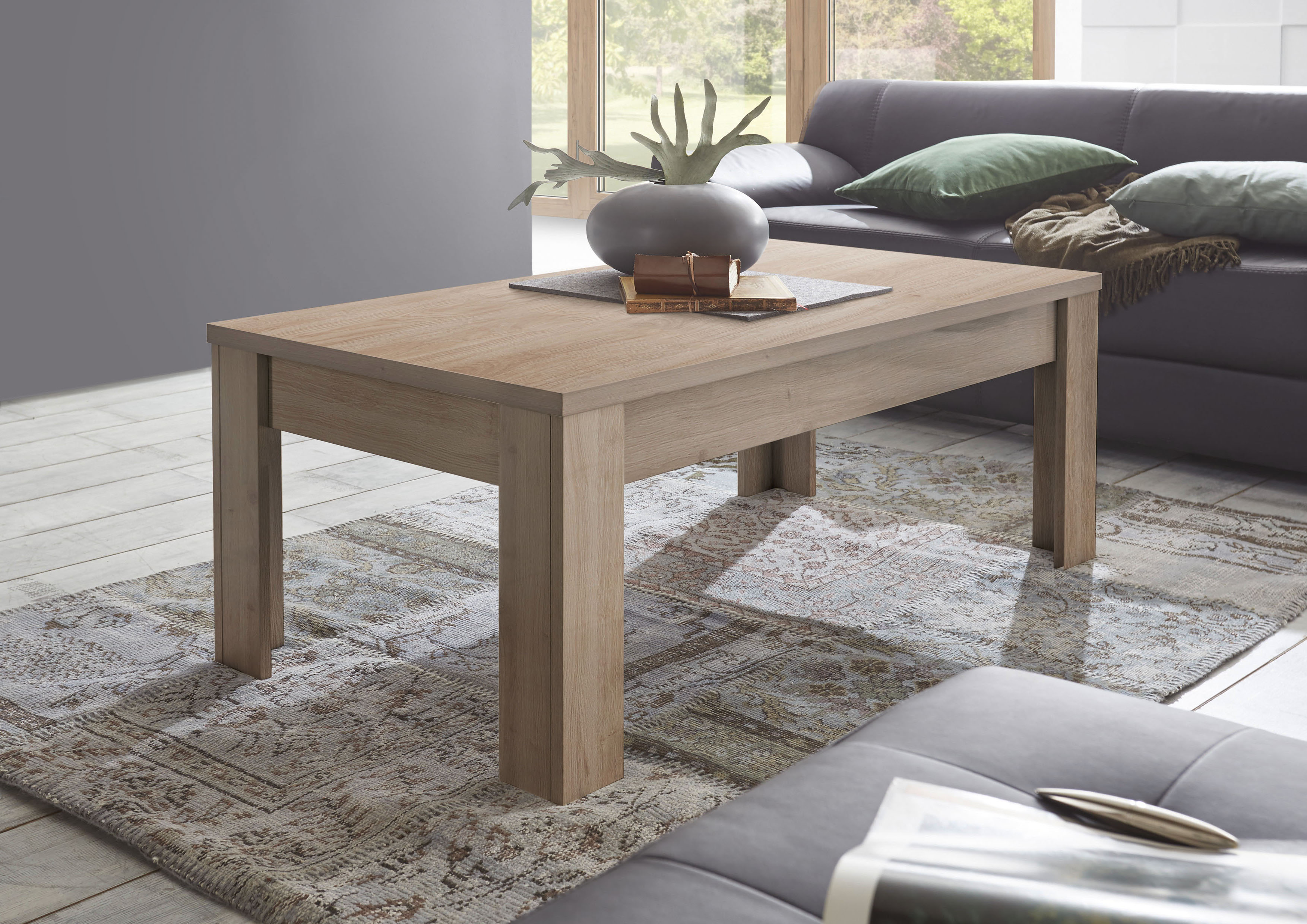 Couchtisch HOME AFFAIRE "Firenze", braun (eichefarben cadiz, eichefarben cadiz, eichefarben cadiz), B:122cm H:45cm T:65cm, Tische, Couchtisch