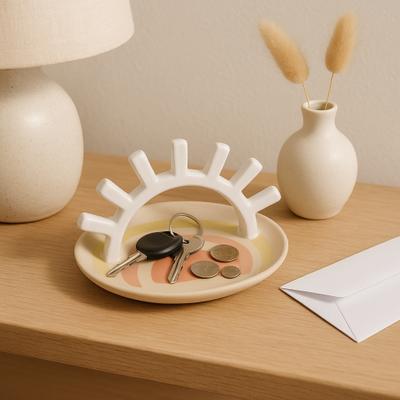 "Sagebrook Home Ceramic Multi 6"" Sunshine Trinket Tray - 5.5"" x 5.5"" x 3.5"""