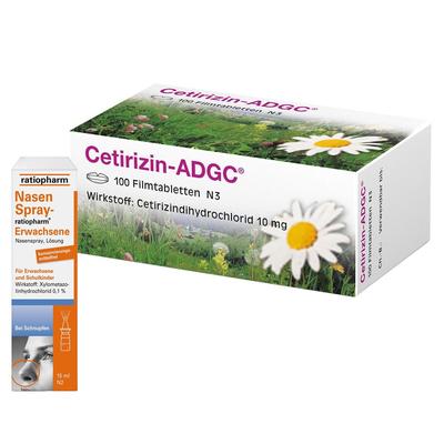 Cetirizin-ADGC Filmtabletten + Nasenspray ratiopharm Erwachsene 1 St Set