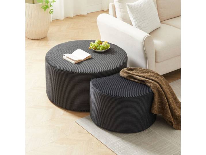 Ensemble de Table Basse Ronde Rembourrées Ensemble de 2 Pièces Pour Salon Table d'appoint en Mousse aucun Montage
