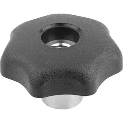 STERNGRIFF MIT SCHNELLSPANNFUNKTION D=M12 D1=63 H=39,3 THERMOPLAST, SCHWARZ, KOMP:STAHL